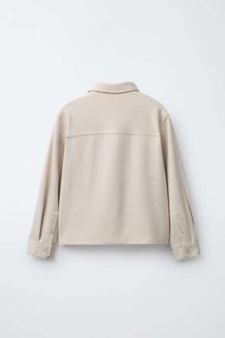 ZARA РУБАШКА С КАРМАНОМ, ЭКРЮ