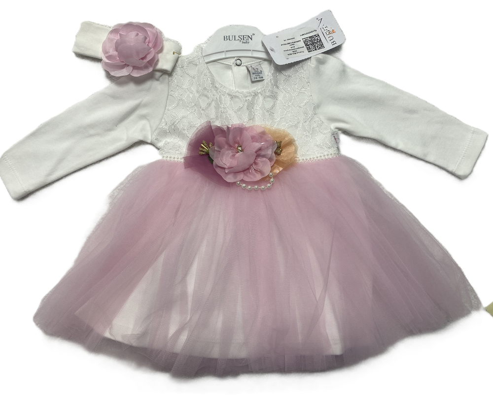 Платье детское праздничное турецкое в комплекте с повязкой на голову на рост80,86 см