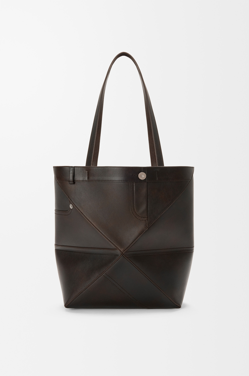 Loewe Сумка-тоут среднего размера Panta Puzzle Fold из блестящей телячьей кожи, темно-коричневый