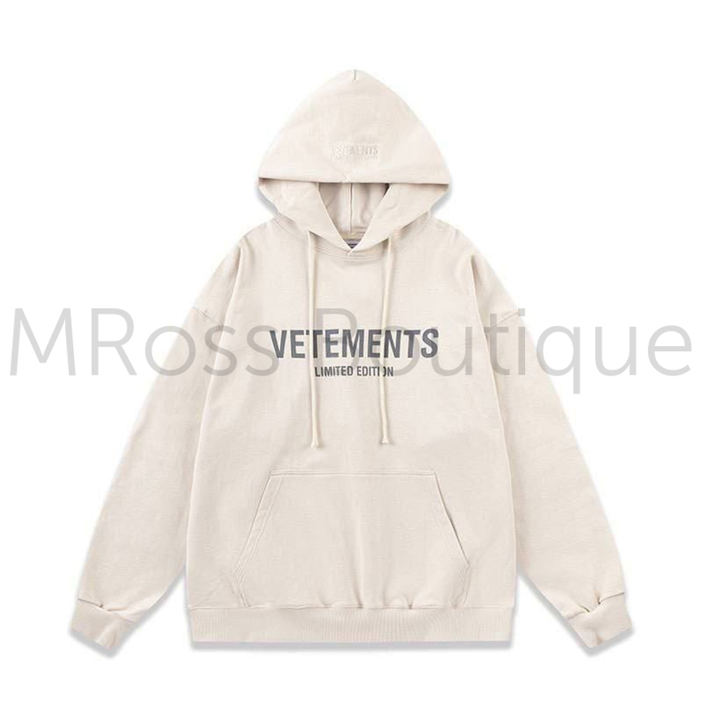 Худи Vetements молочного цвета с брендовым логотипом