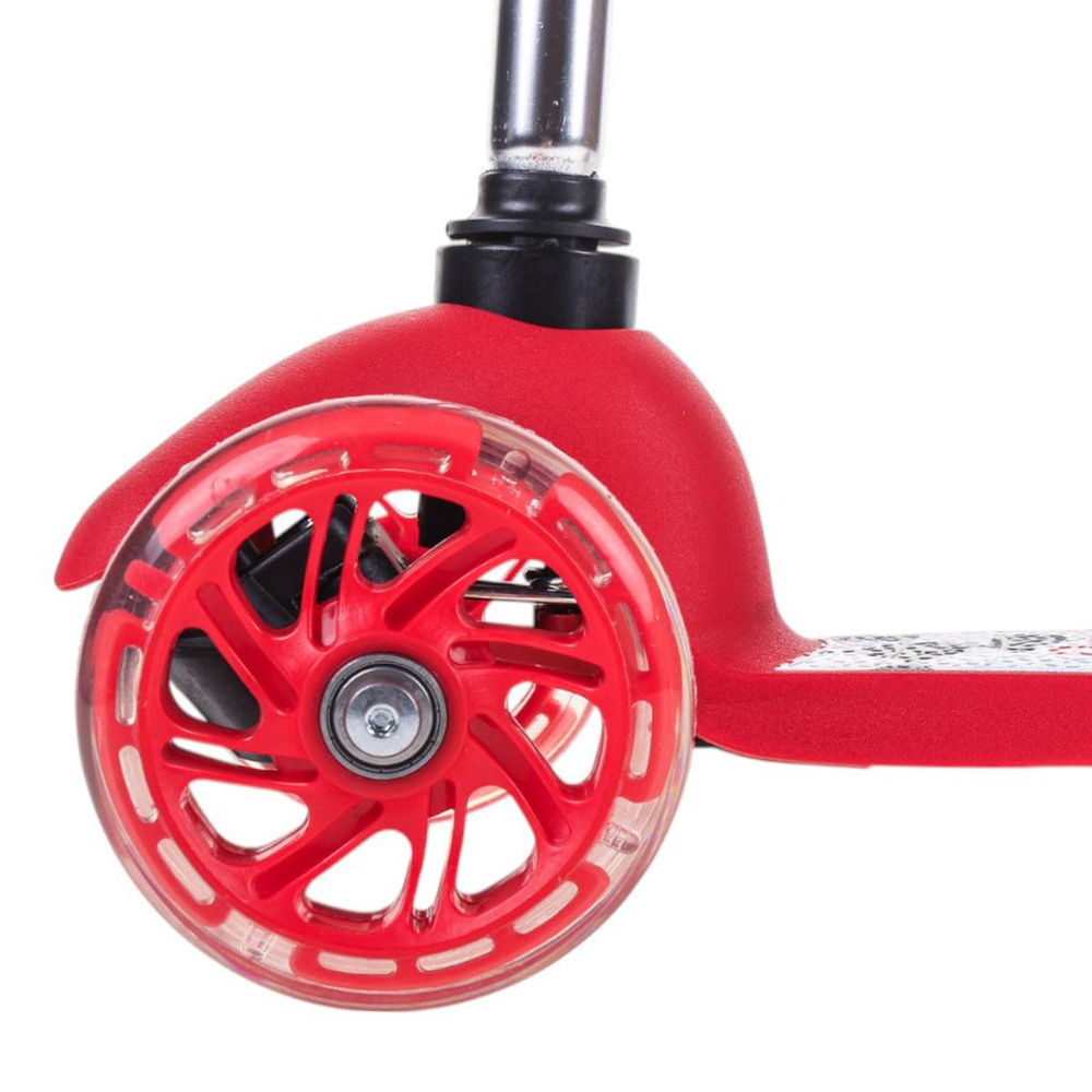 Самокат 3х кол. красный, 55см, макс.высота ручки 62см. колеса PU свет, макс.вес 45кг.