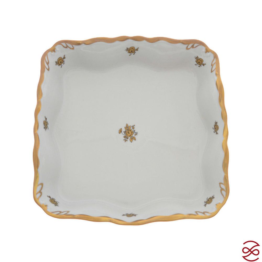 Блюдо квадратное на ножке Queen's Crown Золотая роза 23 см