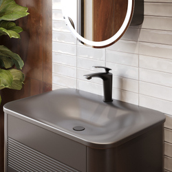 Смеситель для раковины STWORKI Гётеборг S03010BK + донный клапан SW-001BK матовый черный