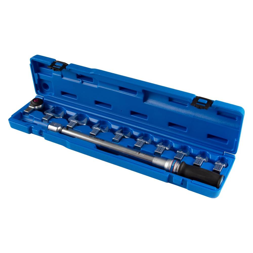 Ключ динамометрический KINGTONY 1/2" с набором рожковых насадок 13-30 мм 40-200 Нм кейс