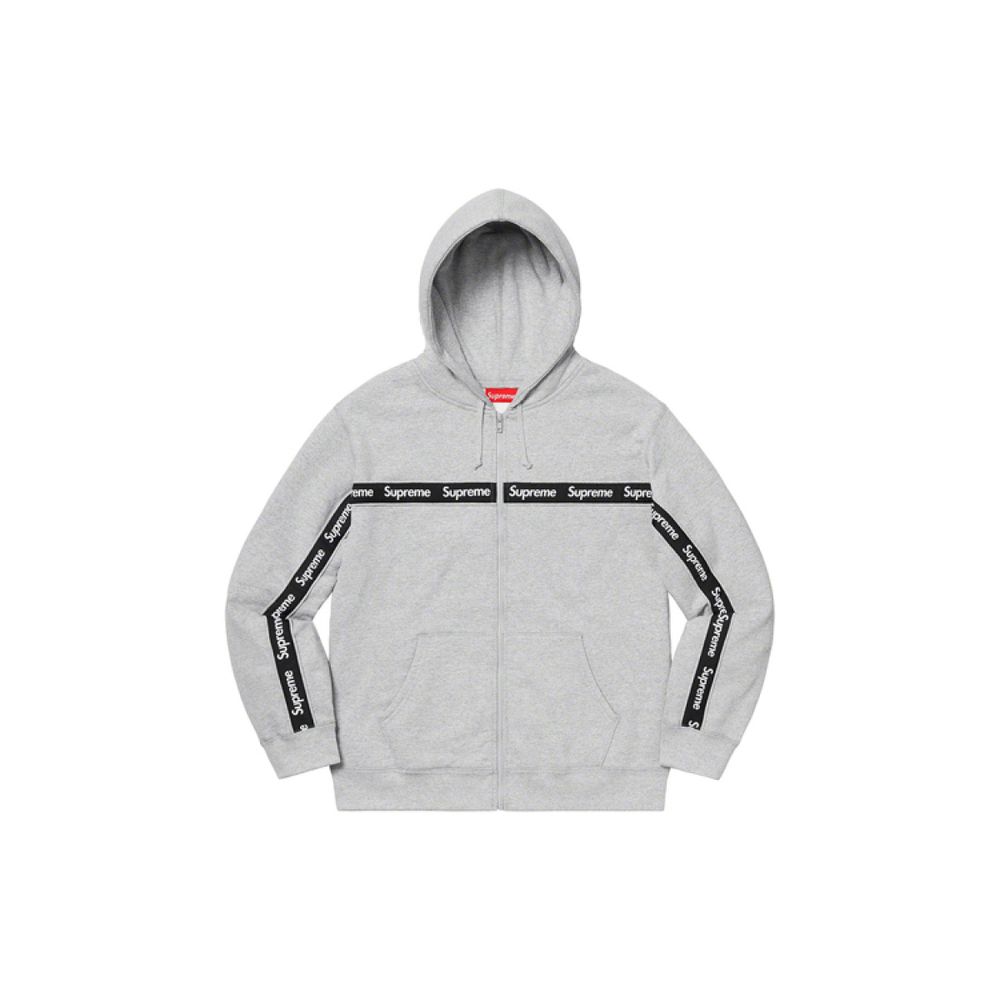 Supreme FW19 Week 9 Text Stripe Zip Up Hooded Sweatshirt