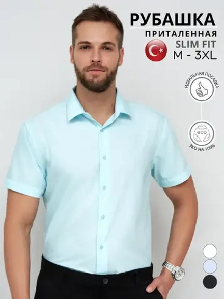Рубашка приталенная с коротким рукавом