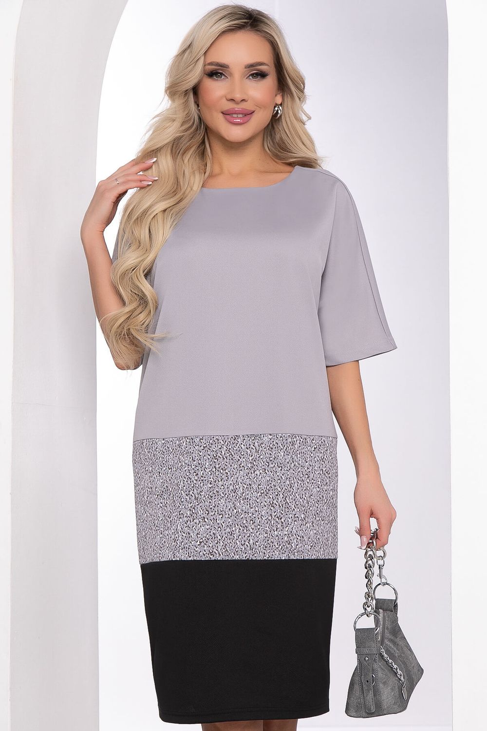Платье "Кайла" (серо-черное) П8389 LT Collection