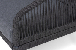 "Канны" лаунж-зона 4-местная (разборная) из роупа со столиком "Диего" цвета "серый гранит", роуп темно-серый круглый, ткань темно-серая