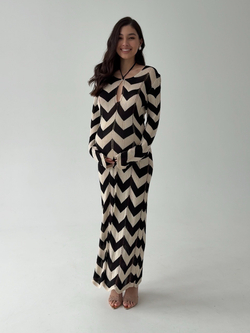 Платье из легкой вязки, пляжное, с геометрическим принтом