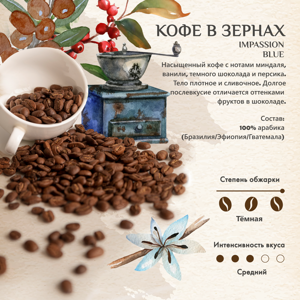 Кофе в зернах Impassion Blue Espresso, 1кг