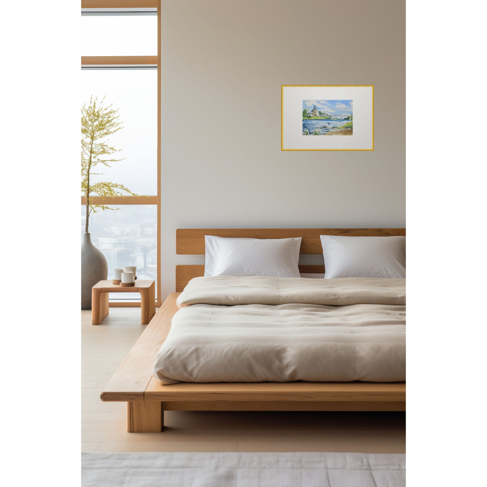 Картина авторская акварельная в паспарту 21х30 см на стену для интерьера "Покровская башня Пскова"