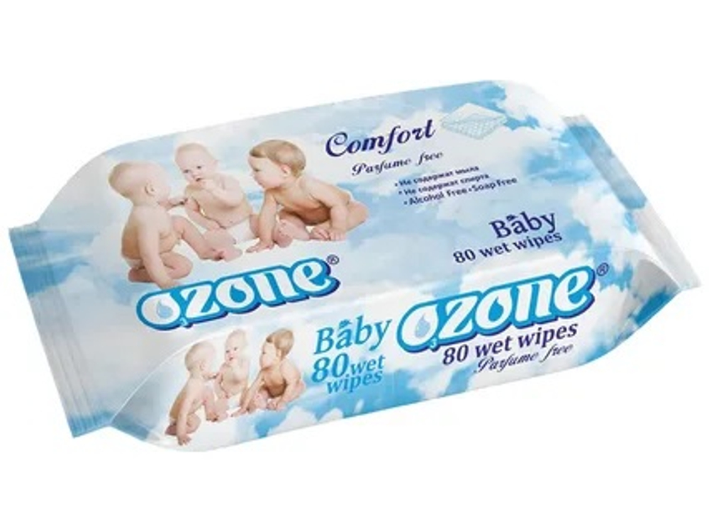ТМ OZONE Салфетки влажные для детей  80шт (клапан) с экстрактом календулы и витамином Е
