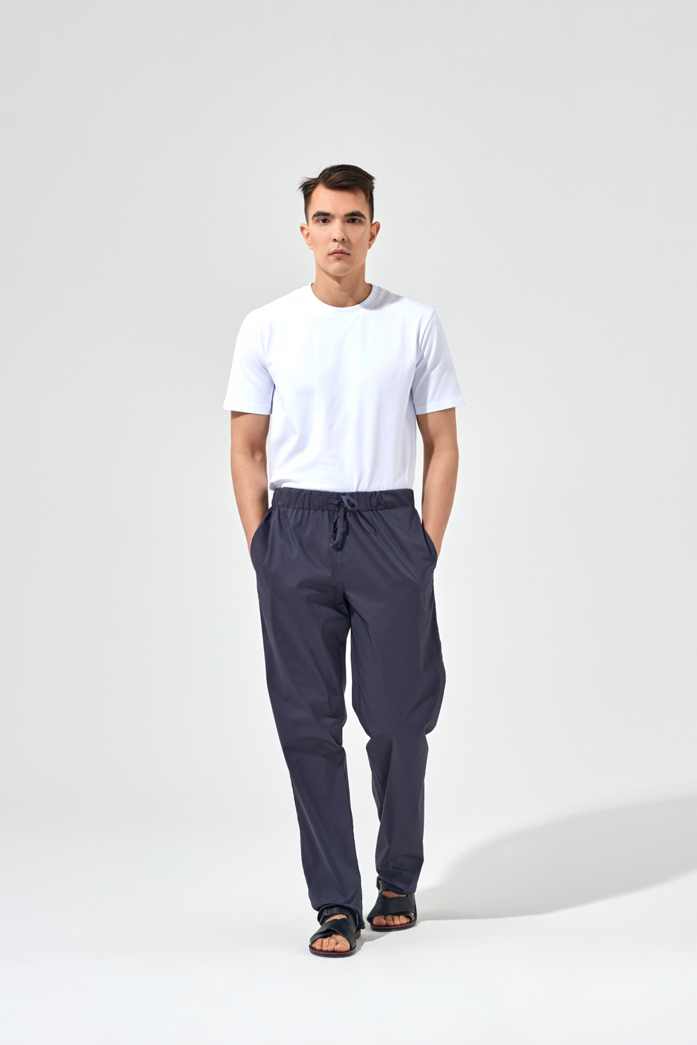 Брюки прямые со шнурком, унисекс, темно серые