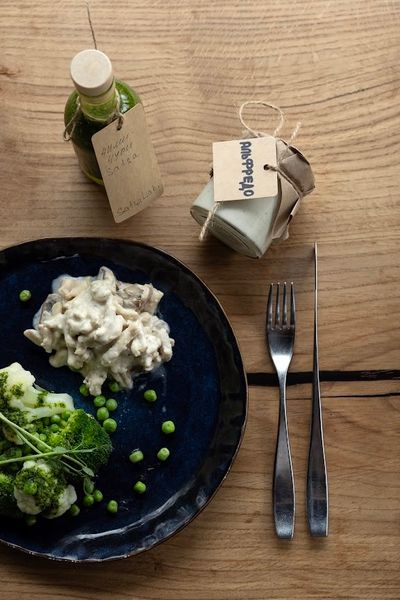 Курица альфредо с грибами.