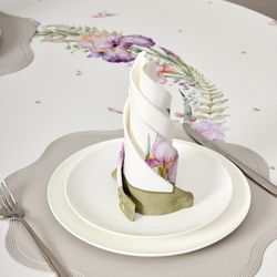 НАБОР САЛФЕТОК ИЗ 2-Х ШТ "ИРИСЫ",40Х40СМ, 100% ХЛОПОК,БЕЛЫЙ,ТВИЛ