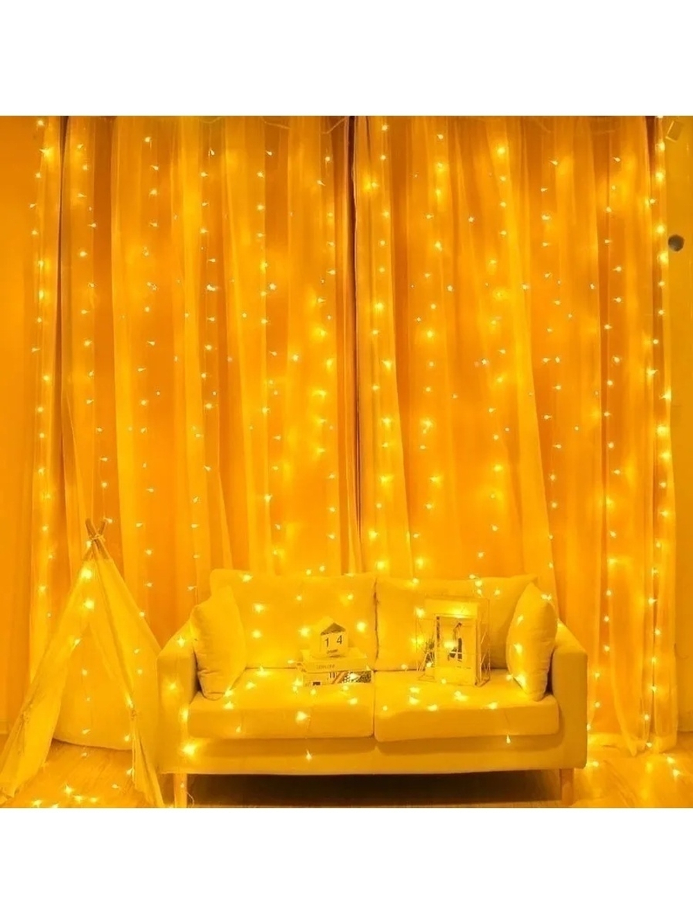 Гирлянда новогодняя штора 3x3/занавес/светодиодная/на окно/дождик