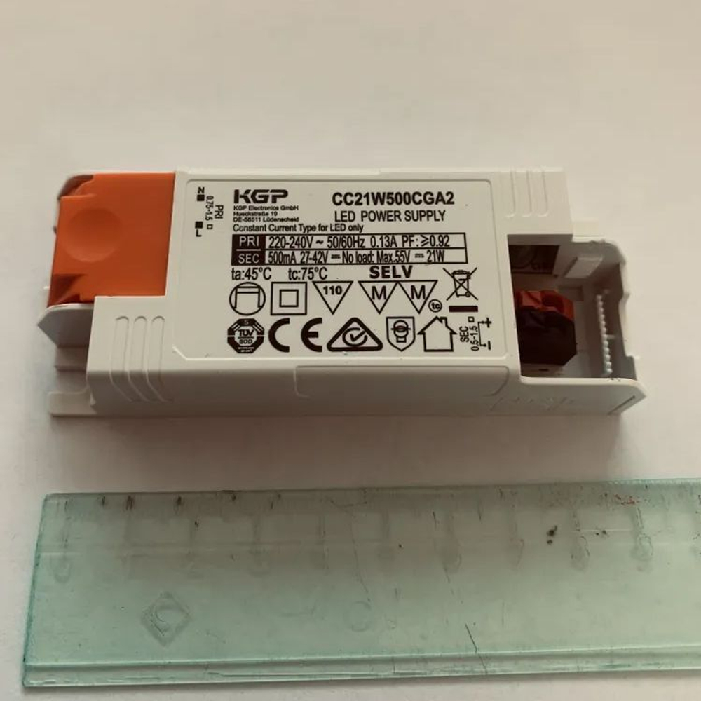 Блок питания KGP Electronics GmbH CC10W250CGA1 с постоянным током 250mA для мощных светодиодов KGP CC12W250CGA1, 250mA, 30-48VDC