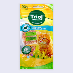 Triol, Лакомство для кошек, Мясные медальоны из кролика с треской, 40 гр.