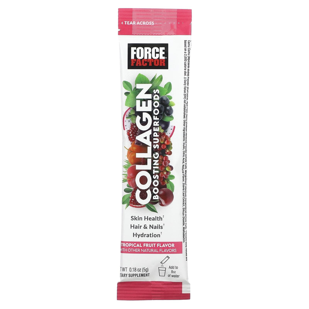 Force Factor, Суперфуды для повышения уровня коллагена, тропические фрукты, 20 пакетиков по 5 г (0,18 унции)