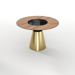 Стол круглый Lucas 120, шпон, керамика глянцевая, черная