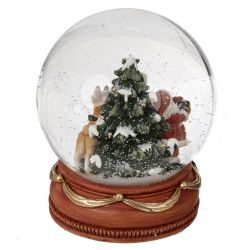 GAEM Фигурка декор в стекл шаре "Дед Мороз и елка", D 12 см, L12 W12 H13,5 см