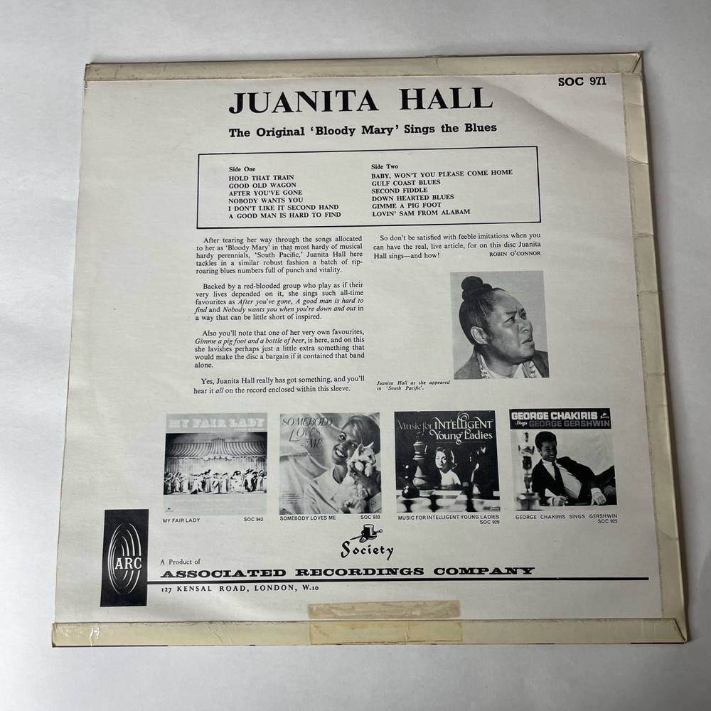 Винтажная виниловая пластинка LP Juanita Hall, The Original Bloody Mary Sings The Blues (Англия 1964)