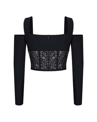 Блуза корсетного типа из кружева и крепа со спущенными рукавами