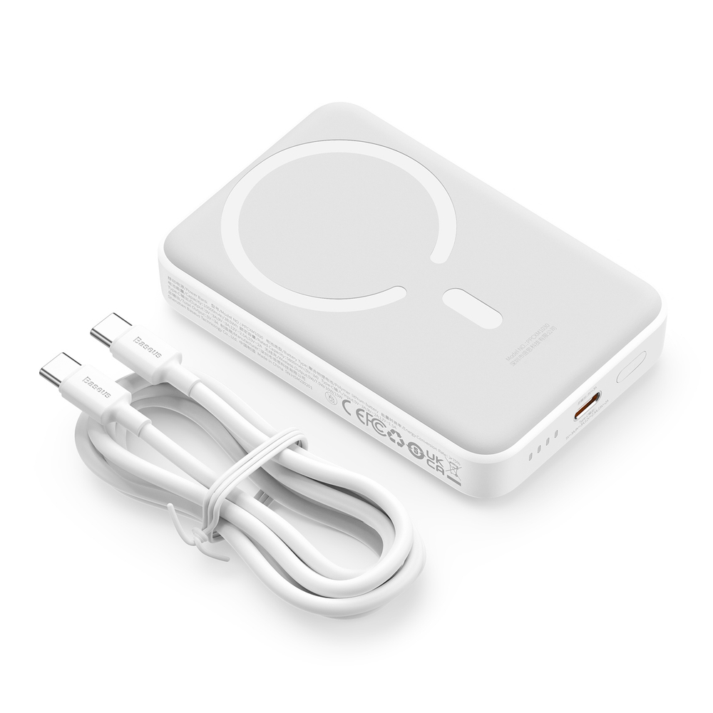 Внешний аккумулятор + Беспроводная зарядка Baseus Magnetic Mini Wireless Fast Charge Power Bank C+Qi 10000mAh 30W (MagSafe) - White