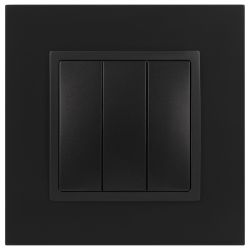 14-1107-05 ЭРА Выключатель тройной, 10АХ-250В, IP20, Эра Elegance, антрацит