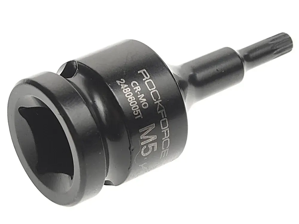Головка-бита SPLINE ударная 1/2", M5 с отверстием ROCKFORCE RF-24806005T