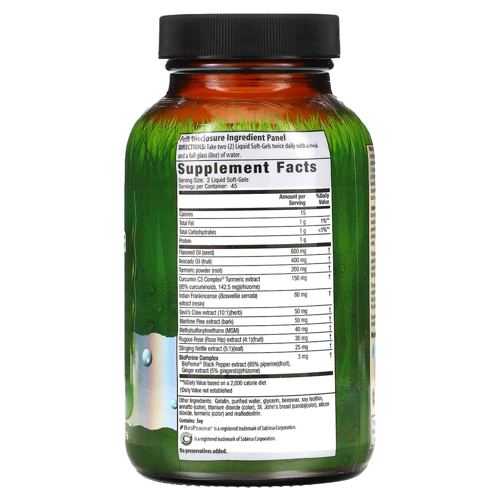 Irwin Naturals, Max-Active Boswellia, куркумин и BioPerine, 90 желатиновых капсул