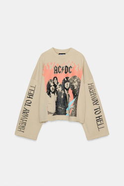 ZARA ТОЛСТОВКА AC/DC ®, БЕЖЕВЫЙ