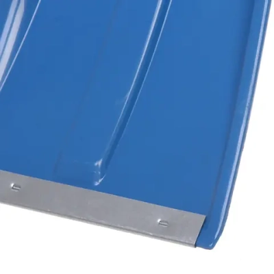 Лопата снеговая пластиковая 380*365мм, цветная, с оцин.планкой, с металл. крашеным.черенком и V-ручкой d=32