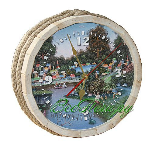 Часы бочка "На рыбалке" липа