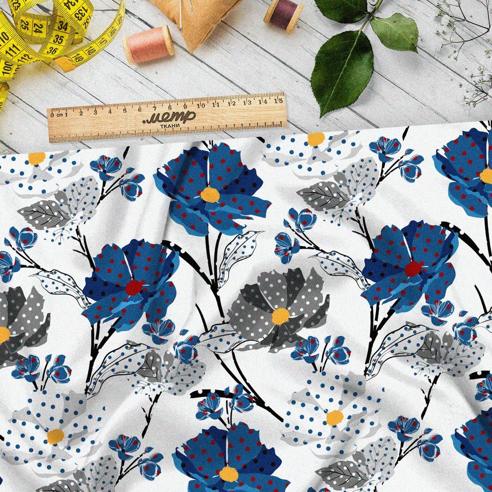 Ткань ниагара цветы васильки
