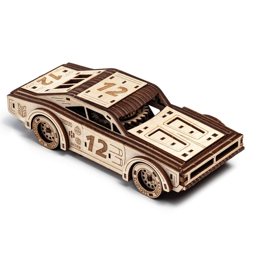 Набор из двух спорткаров "Легенды трека" от DROVO - Деревянный конструктор, сборная механическая модель, 3d пазл