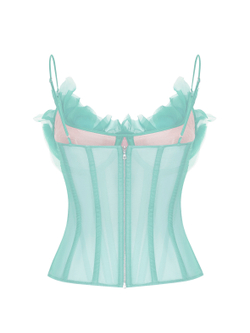Топ-бюстье из тонкой органзы декорированный воланами