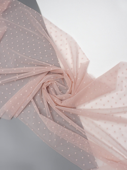 Сетка эластичная коралловый миндаль в горошек 5 мм метражом