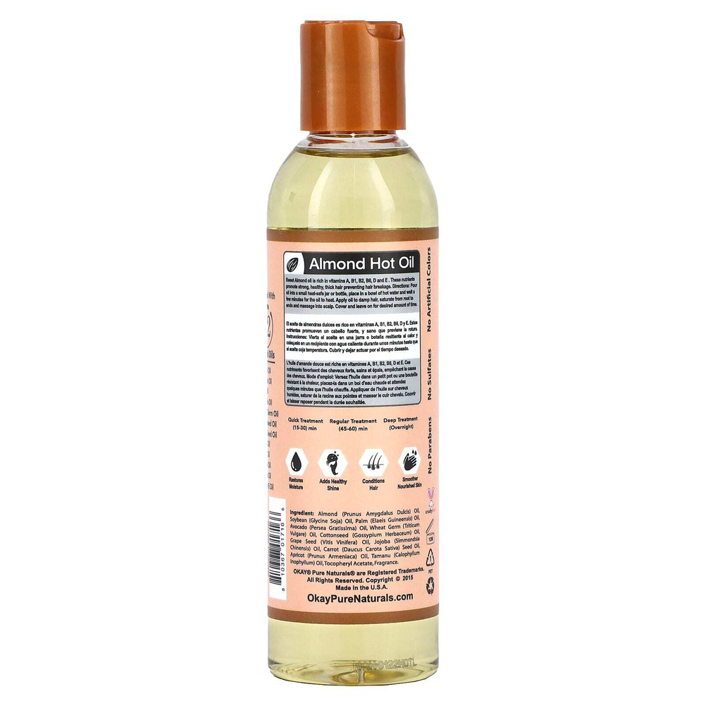 Okay Pure Naturals, Средство с миндальным горячим маслом, 177 мл (6 унций)