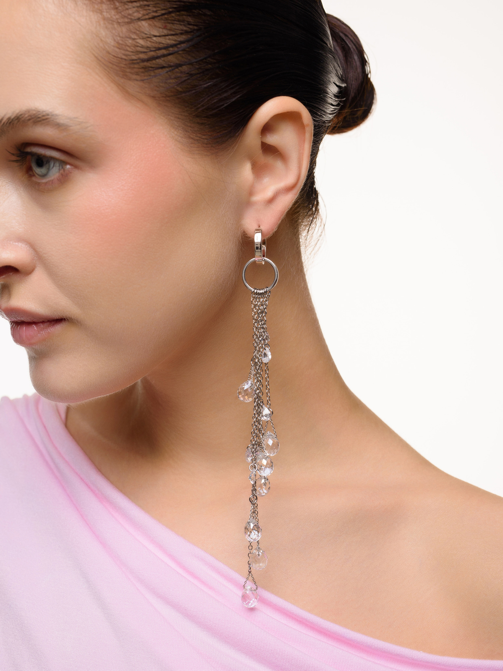 Моносерьга "Chandelier White" Silver