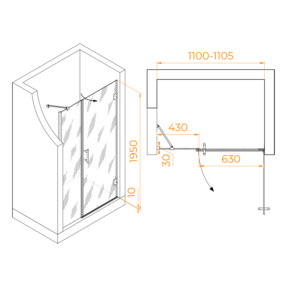Душевая дверь RGW HO-012 (Прозрачное, 1100)