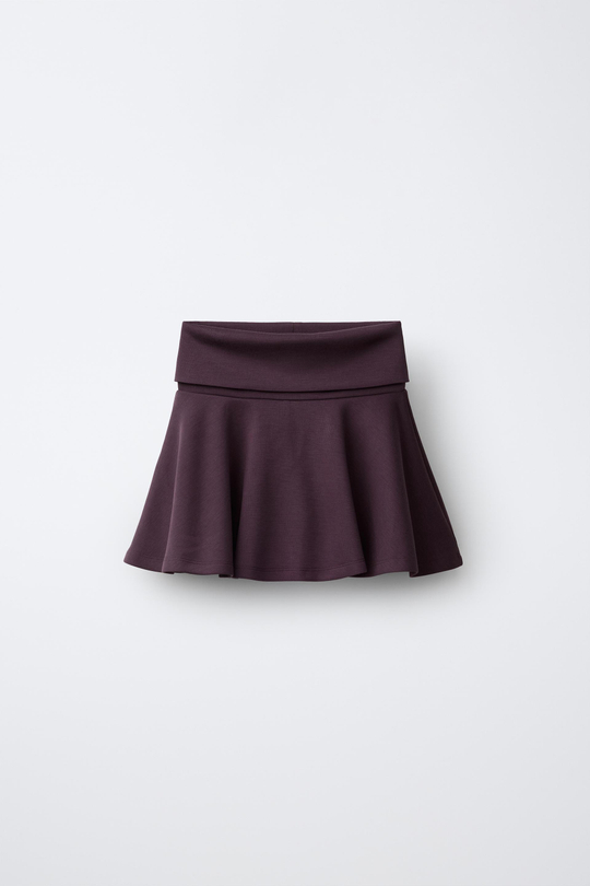 ZARA СПОРТИВНАЯ ЮБКА С ОТВОРОТОМ, БАКЛАЖАННЫЙ
