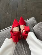 Мюли красные с бантом LUSIA RED