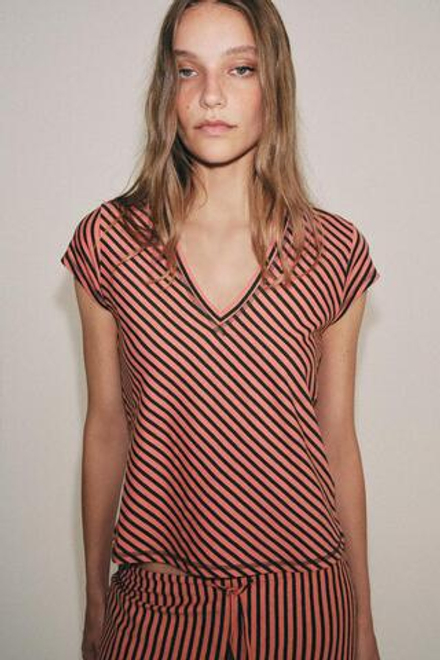ZARA ФУТБОЛКА В ПОЛОСКУ ИЗ СМЕСОВОГО ЛЬНА, ПОЛОСКИ