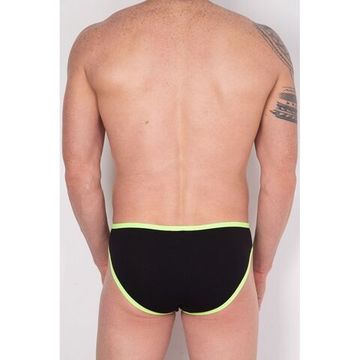 Мужские трусы брифы черные с белой вставкой и желтой резинкой Cosmos Colors PC40_YOW