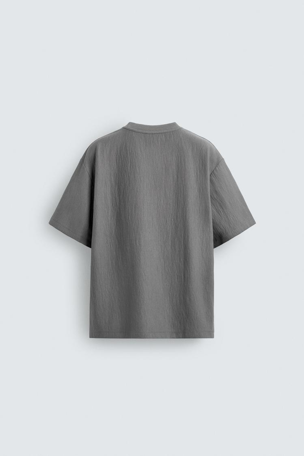 ZARA ФУТБОЛКА RELAXED FIT ИЗ РЕЛЬЕФНОЙ ТКАНИ, СЕРЫЙ