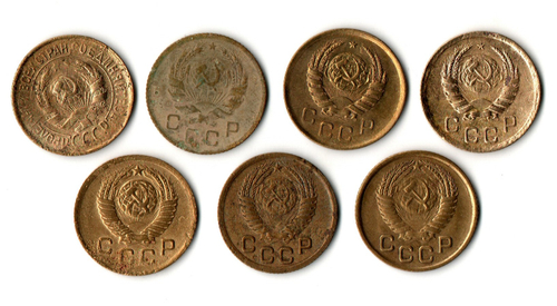 Набор монет 1 копейка 1933,36,38,39,49,50,54 (7 шт) (F-XF) (4)