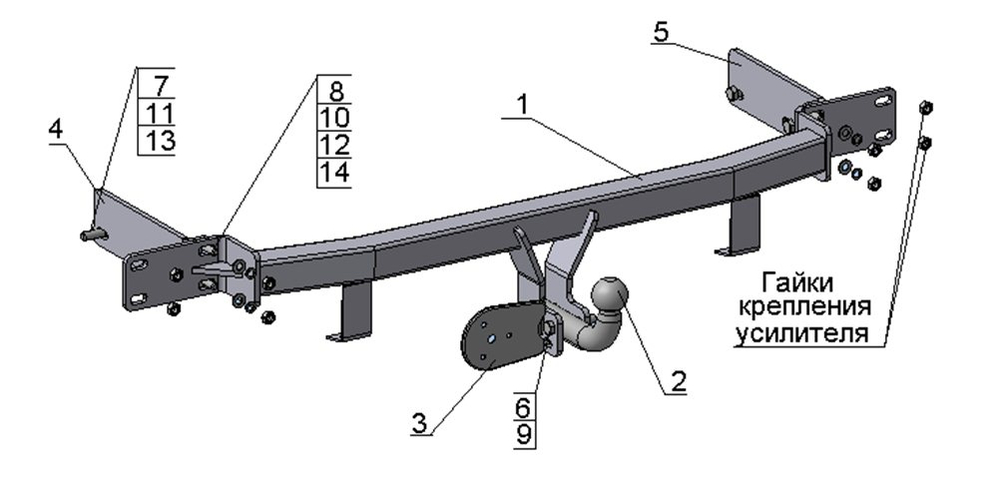 Фаркоп для Kia Sorento 2006-2009 Тип шара: A. Нагрузки: 1500/100 кг, KI 12