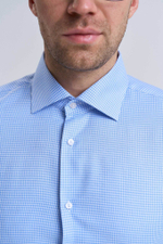 Сорочка мужская VESTER длинный рукав, голубая в микроклетку, хлопок лиоцелл 55641 09