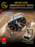 Часы мужские кварцевые SIRIUS 836 c браслетом замок бабочка (серебро, желтое золото, черный)